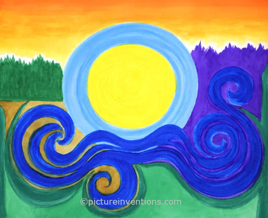 Framed Canvas Print Blue Swirl 10326