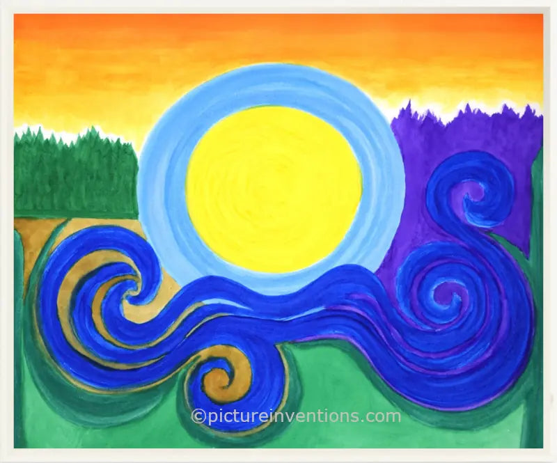 Framed Canvas Print Blue Swirl 10326