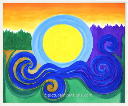 Framed Canvas Print Blue Swirl 10326